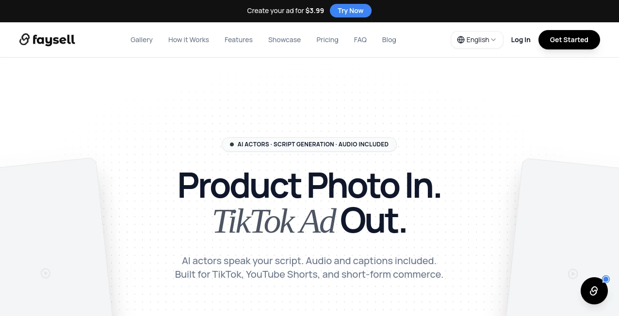 Screenshot of FaySell – An AI tool in the ,AI Animated Video ,AI Image to Video ,AI Video Generator ,AI UGC Video Generator  category, showcasing its interface and key features.