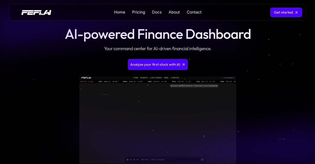 Screenshot of Fefi AI – An AI tool in the ,AI Investing Assistant ,AI Accounting Assistant ,AI Consulting Assistant  category, showcasing its interface and key features.
