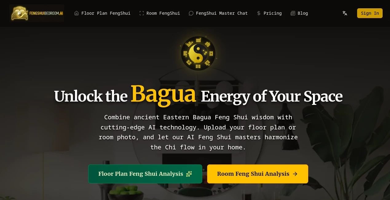 Screenshot of Feng Shui Bedroom – An AI tool in the ,AI Design Generator ,AI Interior & Room Design ,AI Fun Tools  category, showcasing its interface and key features.