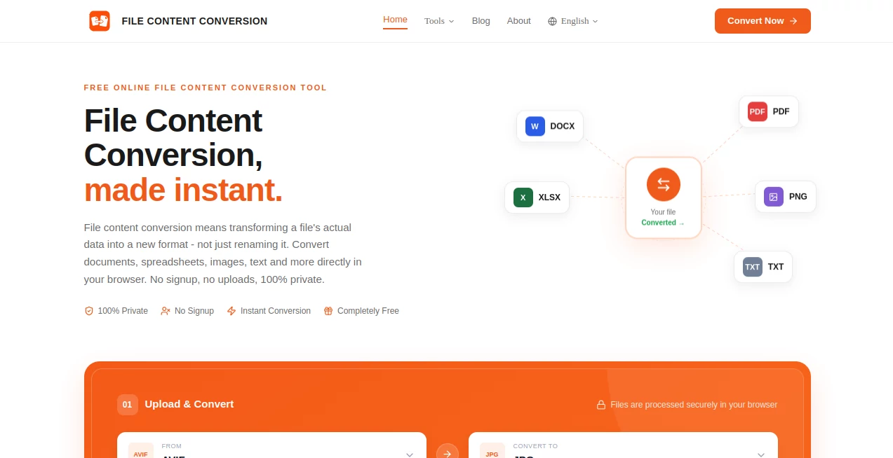 Screenshot of file content converision – An AI tool in the ,AI Document Extraction ,AI Documents Assistant ,AI Files Assistant ,AI Image Scanning  category, showcasing its interface and key features.