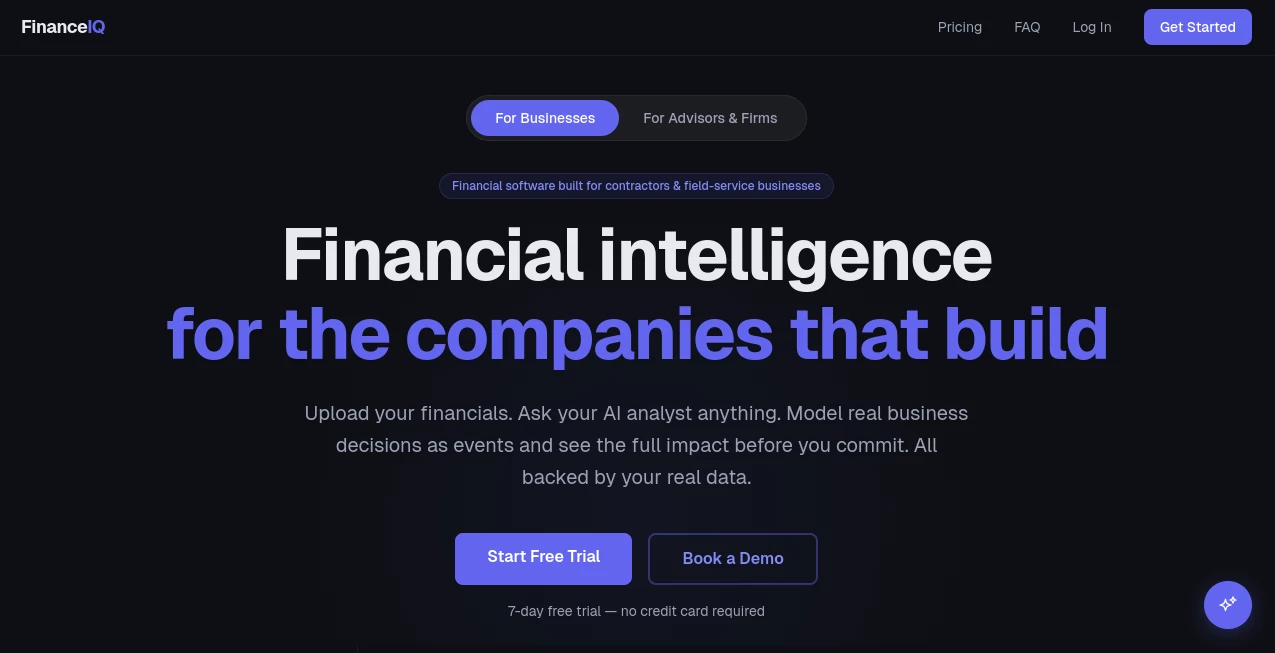 Screenshot of FinanceIQ – An AI tool in the ,AI Accounting Assistant ,AI Research Tool ,AI Business Ideas Generator ,AI Analytics Assistant  category, showcasing its interface and key features.