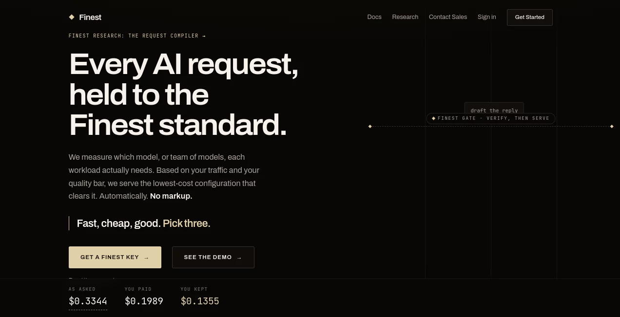Screenshot of Finest – An AI tool in the ,AI Productivity Tools ,AI API Design ,AI Developer Tools  category, showcasing its interface and key features.
