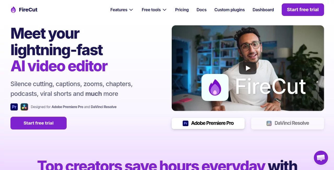 Screenshot of FireCut – An AI tool in the ,AI Podcast Assistant ,AI Video Editor ,AI Short Clips Generator ,AI Captions or Subtitle  category, showcasing its interface and key features.