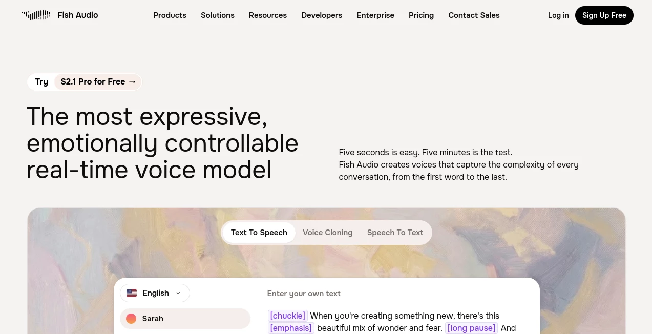 Screenshot of Fish Audio – An AI tool in the ,AI Voice Changer ,AI Voice Cloning ,AI Speech Recognition ,AI Speech Synthesis  category, showcasing its interface and key features.