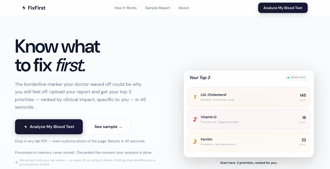 Screenshot of FixFirst – An AI tool in the ,AI Workflow Management ,AI Scheduling ,AI Team Collaboration ,AI Customer Service Assistant  category, showcasing its interface and key features.