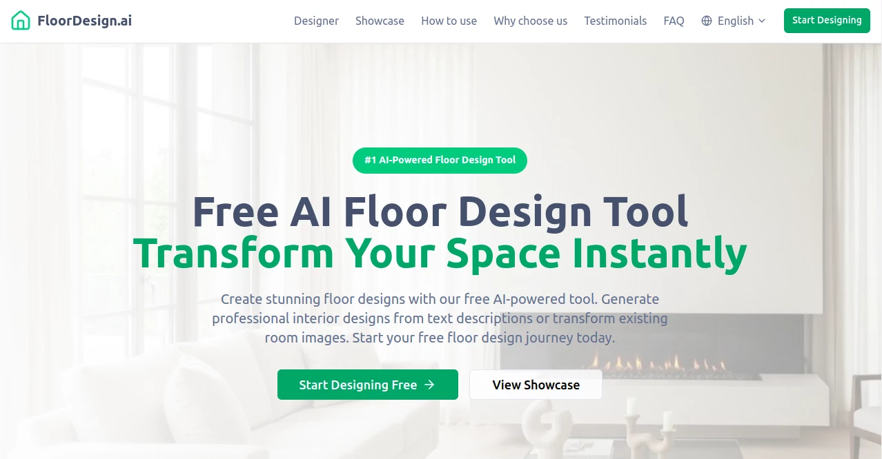 Screenshot of FloorDesign AI – An AI tool in the ,AI Photo & Image Generator ,AI Design Generator ,AI Image to Image ,AI Interior & Room Design  category, showcasing its interface and key features.