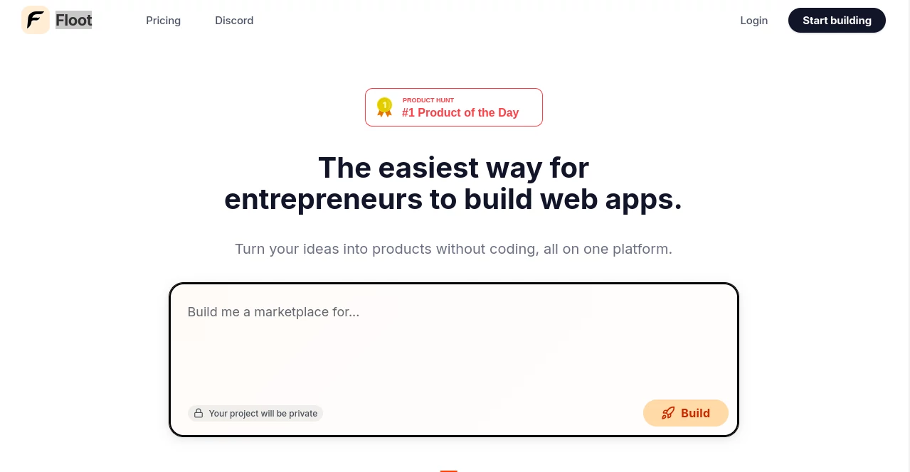 Screenshot of Floot – An AI tool in the ,AI App Builder ,Code & IT ,Business ,AI Website Builder ,AI No-Code & Low-Code  category, showcasing its interface and key features.
