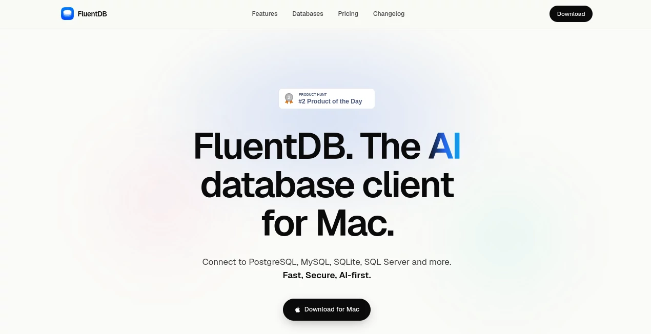 Screenshot of FluentDB – An AI tool in the ,AI SQL Query Builder ,AI Productivity Tools ,AI Developer Tools  category, showcasing its interface and key features.