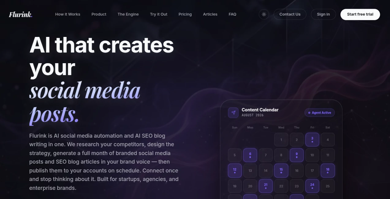 Screenshot of Flurink – An AI tool in the ,Marketing ,AI SEO Assistant ,AI Content Generator ,AI Social Media Assistant  category, showcasing its interface and key features.