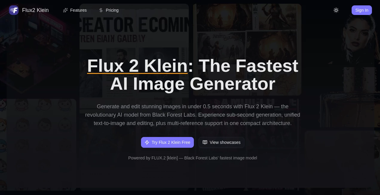 Screenshot of Flux2 Klein – An AI tool in the ,AI Photo & Image Generator ,AI Art Generator ,AI Design Generator ,AI Text to Image  category, showcasing its interface and key features.
