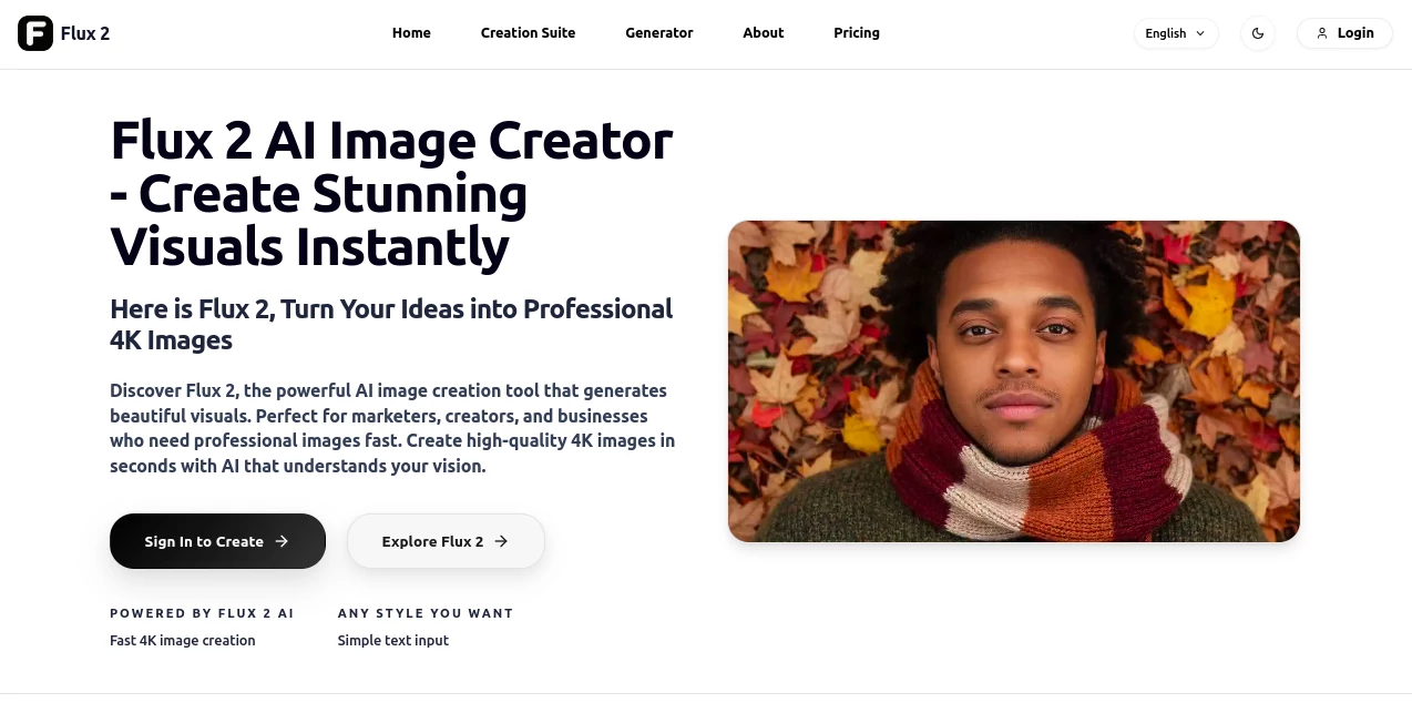 Screenshot of Flux 2 – An AI tool in the ,AI Text to Image ,AI Photo & Image Generator ,AI Art Generator ,AI Design Generator  category, showcasing its interface and key features.