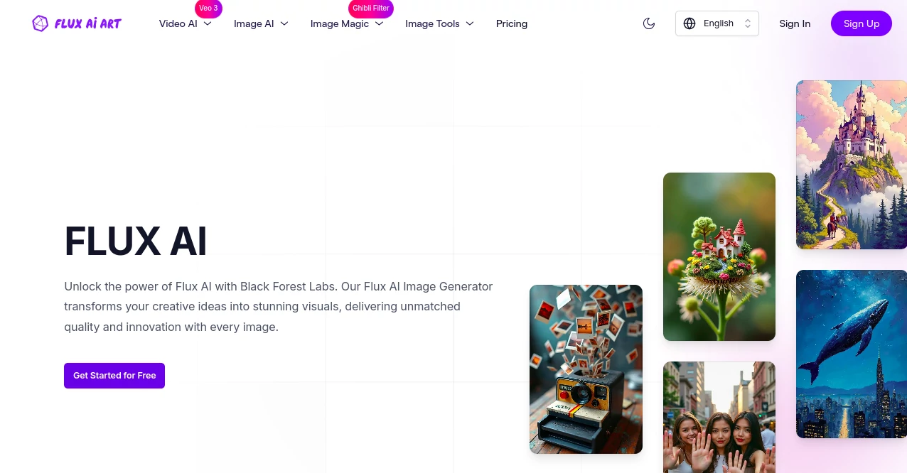 Screenshot of FLUX AI ART – An AI tool in the ,AI Photo & Image Generator ,Photo & Image Editor  category, showcasing its interface and key features.