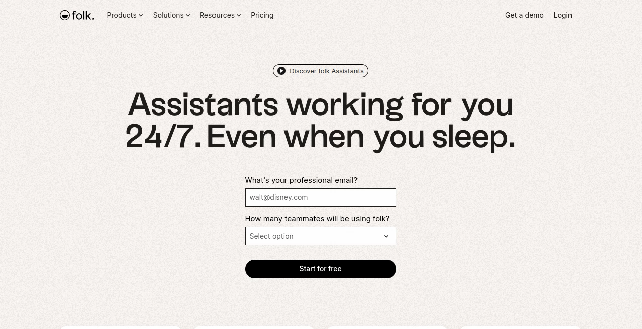 Screenshot of Folk AI Sales Assistants – An AI tool in the ,AI Sales Assistant ,AI CRM Assistant ,AI Email Assistant ,AI Lead Generation  category, showcasing its interface and key features.