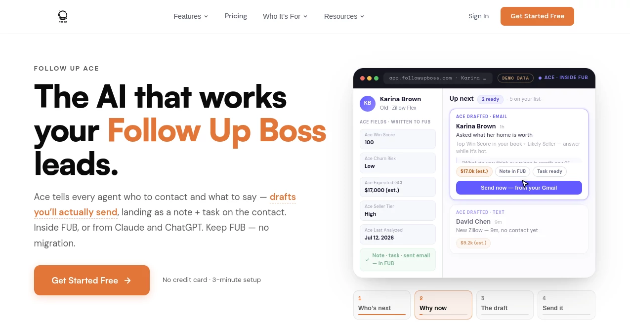 Screenshot of Follow Up Ace – An AI tool in the ,AI Sales Assistant ,AI Customer Service Assistant ,AI CRM Assistant ,AI Productivity Tools  category, showcasing its interface and key features.