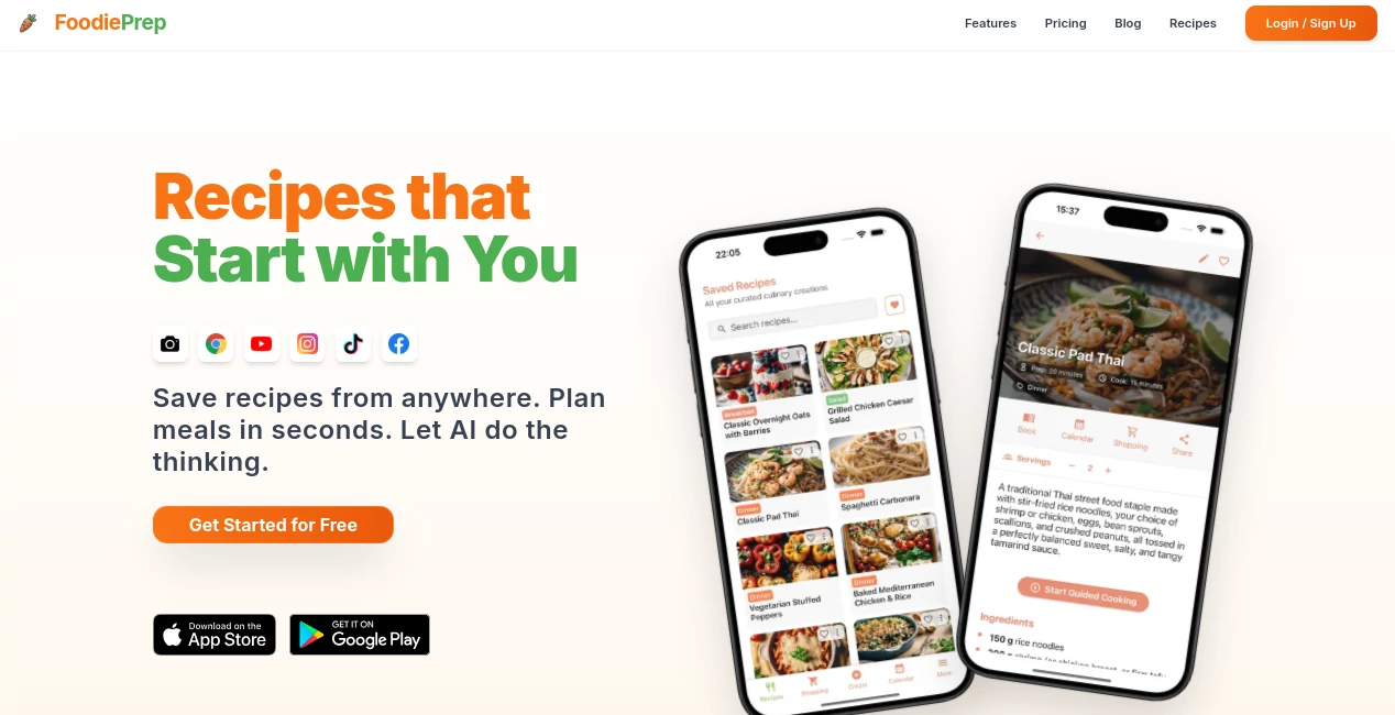 Screenshot of Foodie Prep – An AI tool in the ,AI Recipe Assistant ,AI Life Assistant ,AI Cooking Assistant ,AI Healthcare  category, showcasing its interface and key features.