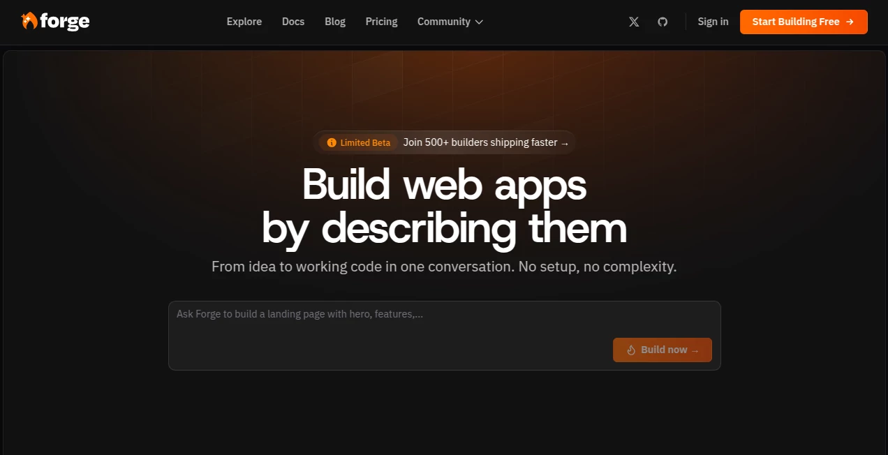Screenshot of Forge – An AI tool in the ,AI Research Tool ,AI API Design ,AI Developer Tools  category, showcasing its interface and key features.