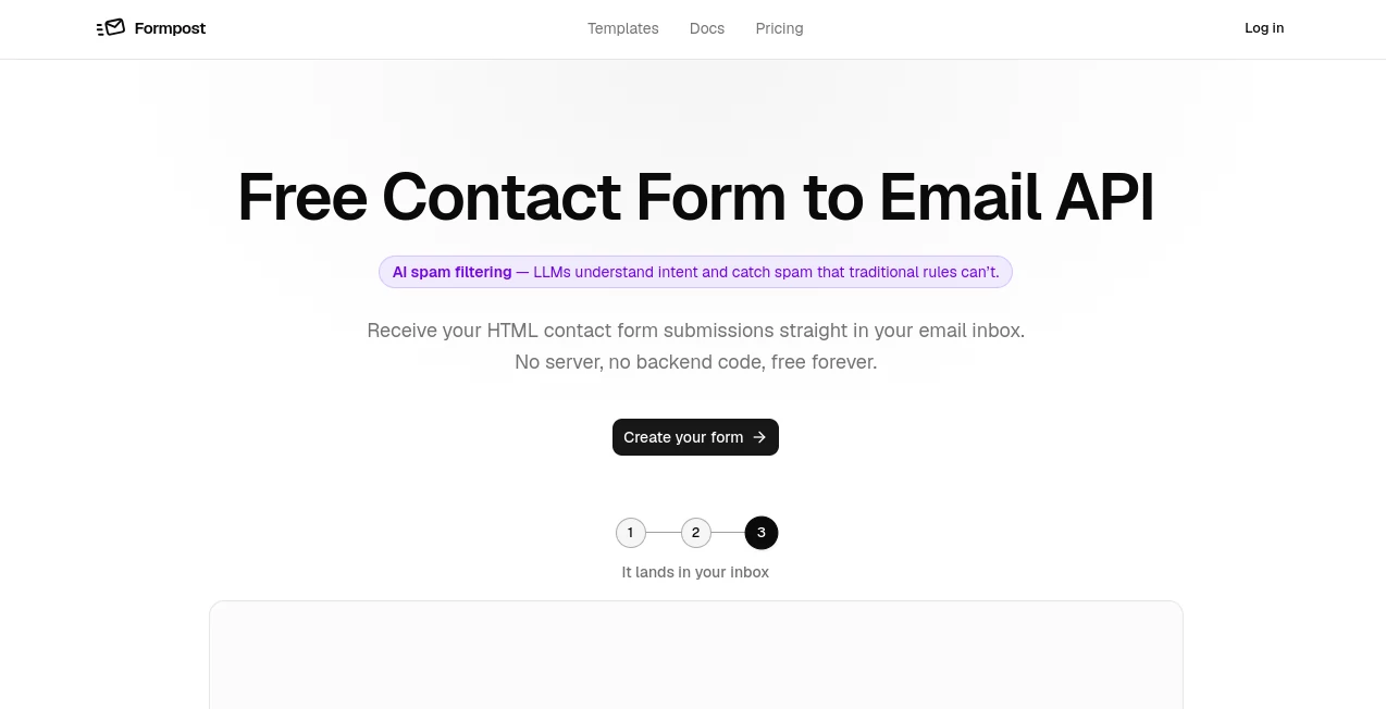 Screenshot of Formpost – An AI tool in the ,AI Workflow Management ,AI Customer Service Assistant ,AI Forms & Surveys ,AI Developer Tools  category, showcasing its interface and key features.