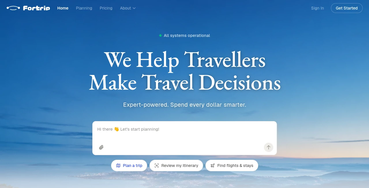 Screenshot of Fortrip – An AI tool in the ,AI Life Assistant ,AI Trip Planner  category, showcasing its interface and key features.
