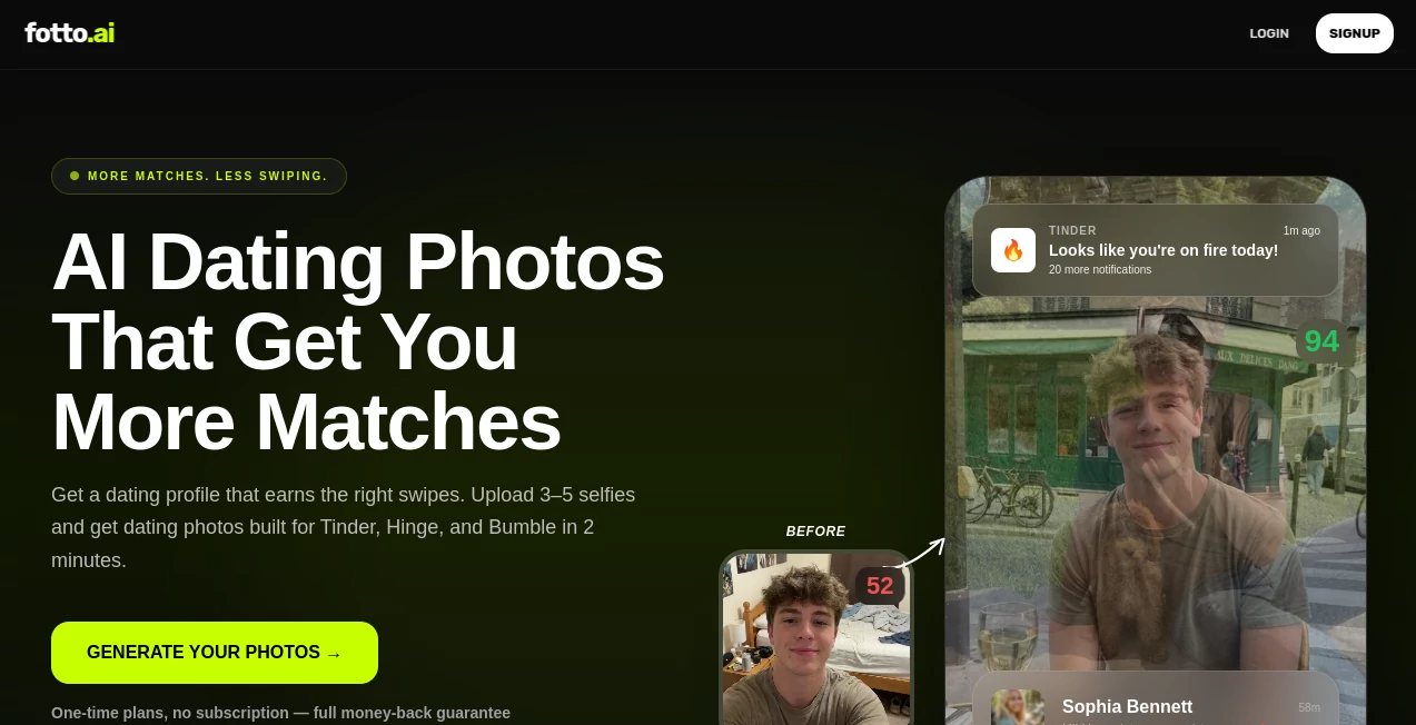 Screenshot of fotto.ai – An AI tool in the ,AI Photo & Image Generator ,Photo & Image Editor ,AI Profile Picture Generator ,AI Selfie & Portrait  category, showcasing its interface and key features.