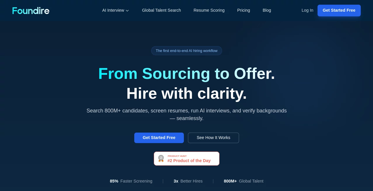 Screenshot of Foundire – An AI tool in the ,AI Life Assistant ,AI Productivity Tools ,AI Interview Assistant ,AI Recruiting  category, showcasing its interface and key features.