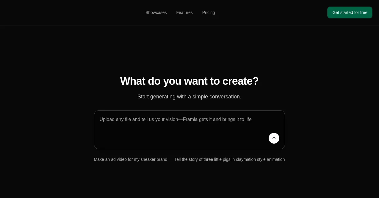 Screenshot of Framia – An AI tool in the ,AI Animated Video ,AI Video Editor ,AI Video Generator ,AI Text to Video  category, showcasing its interface and key features.