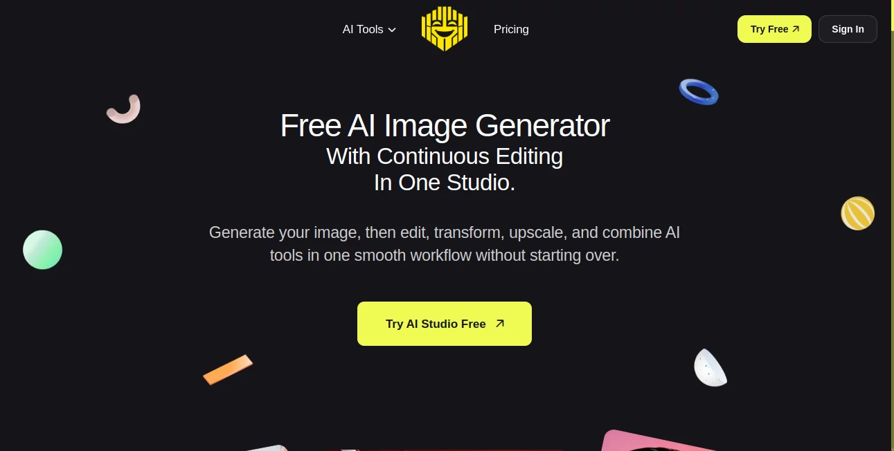 Screenshot of Free AI Generator – An AI tool in the ,AI Copywriting ,AI General Writing ,AI Writing Assistants ,AI Content Generator  category, showcasing its interface and key features.