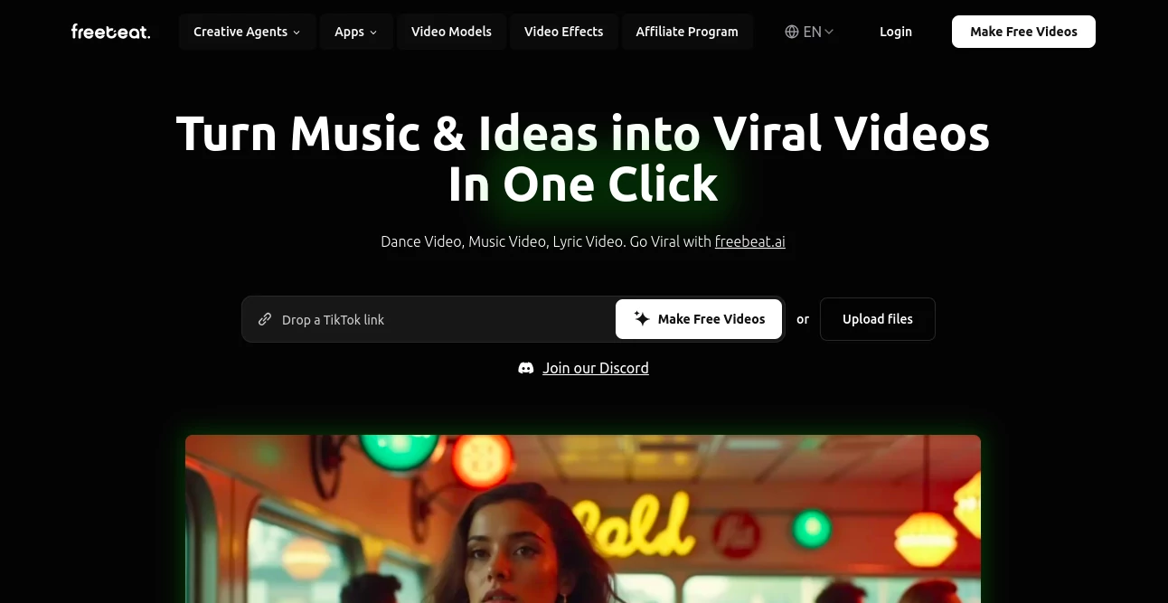 Screenshot of FreeBeat AI – An AI tool in the ,AI Audio Enhancer ,AI Music Generator ,Voice ,AI Productivity Tools  category, showcasing its interface and key features.