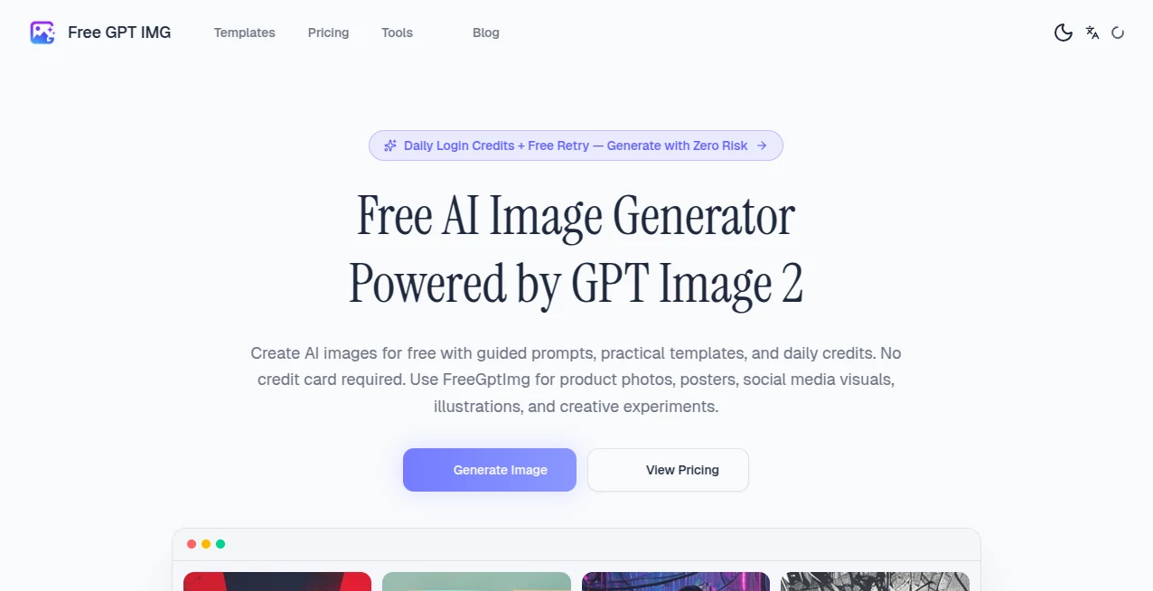 Screenshot of Free GPT IMG – An AI tool in the ,AI Photo & Image Generator ,AI Character ,AI Chatbot ,AI Voice Assistants  category, showcasing its interface and key features.