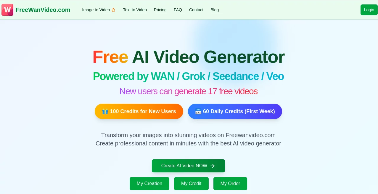 Screenshot of FreeWanVideo – An AI tool in the ,AI Animated Video ,AI Image to Video ,AI Text to Video ,AI Video Generator  category, showcasing its interface and key features.