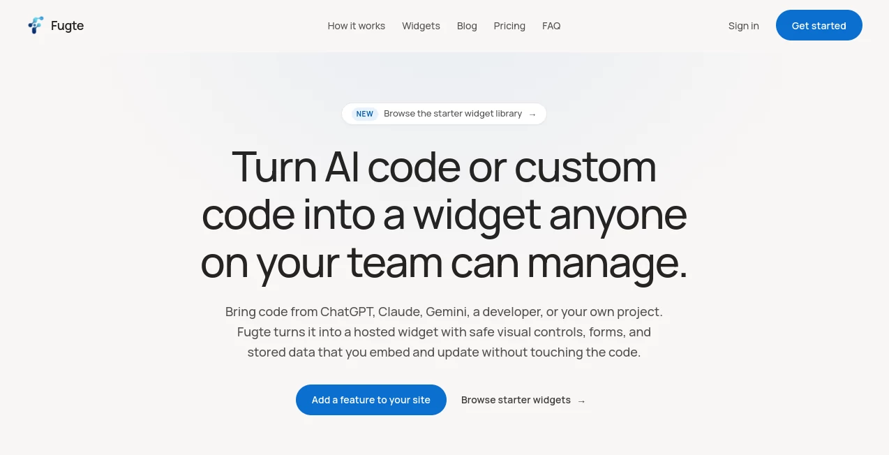 Screenshot of Fugte – An AI tool in the ,AI Website Builder ,AI No-Code & Low-Code ,AI Developer Tools ,AI App Builder  category, showcasing its interface and key features.