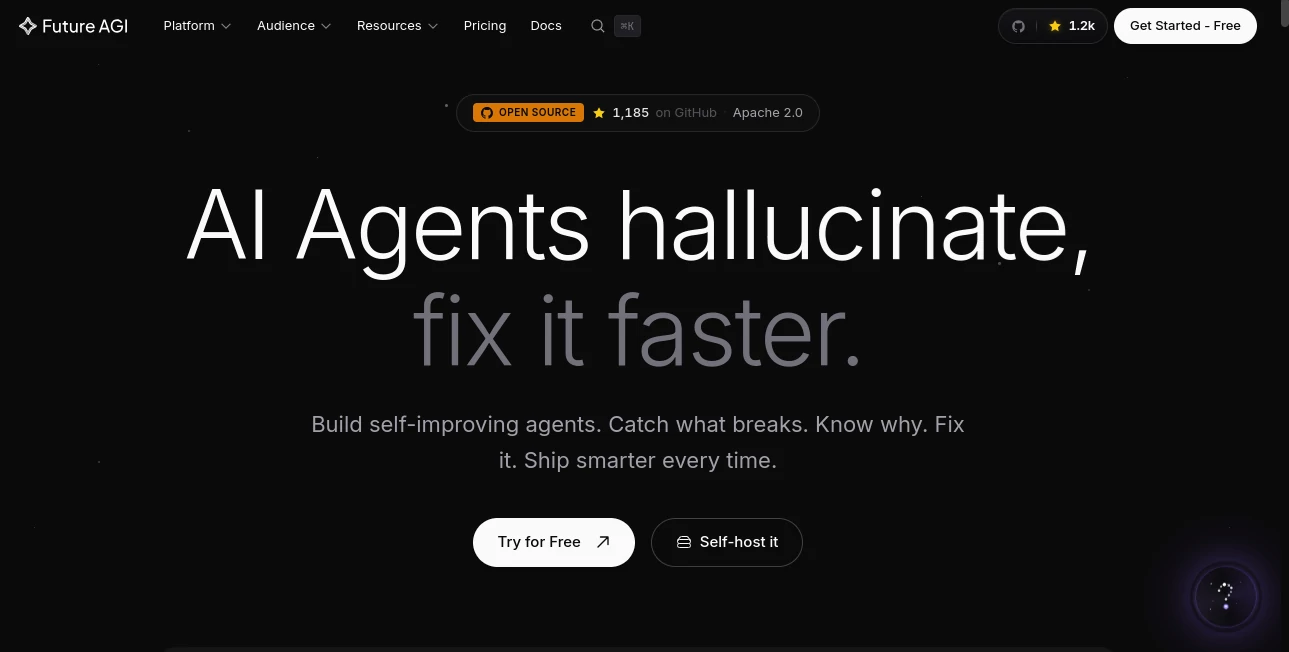 Screenshot of Future AGI – An AI tool in the ,AI App Builder ,AI Developer Tools ,Other  category, showcasing its interface and key features.