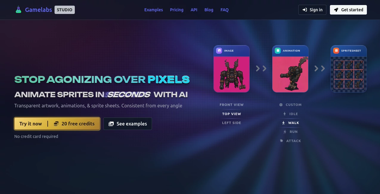 Screenshot of Gamelabs Studio – An AI tool in the ,AI Image to Image ,AI Animated Video ,AI Design Generator ,AI Game  category, showcasing its interface and key features.