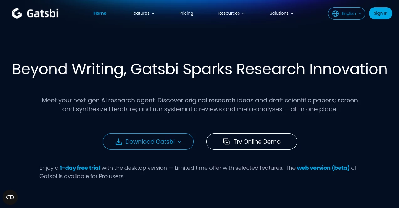 Screenshot of Gatsbi – An AI tool in the ,AI Content Generator ,AI Report Writing ,AI Research Tool ,AI Writing Assistants  category, showcasing its interface and key features.