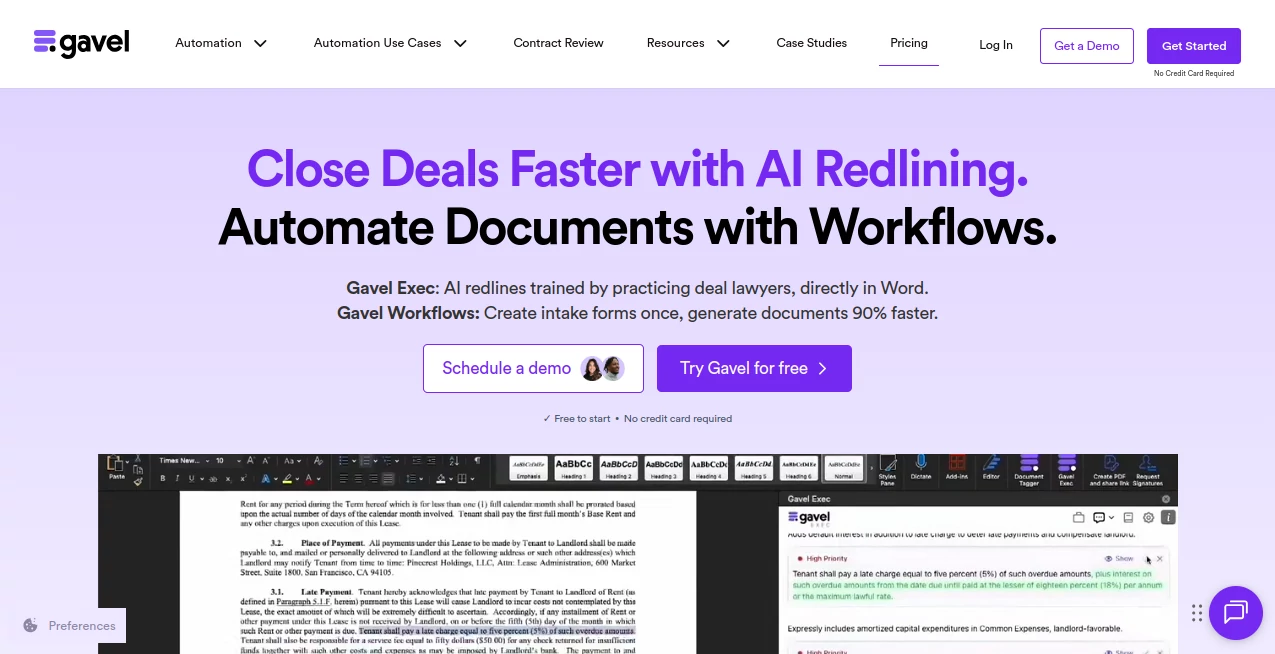 Screenshot of Gavel – An AI tool in the ,AI Legal Assistant ,AI Workflow Management ,AI Contract Management ,AI Documents Assistant  category, showcasing its interface and key features.