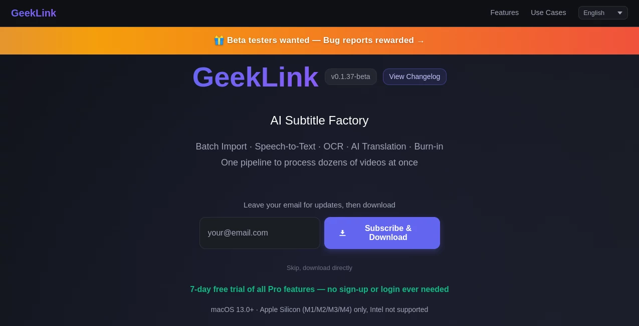 Screenshot of GeekLink – An AI tool in the ,AI Developer Tools ,AI App Builder ,AI Productivity Tools ,AI Workflow Management  category, showcasing its interface and key features.