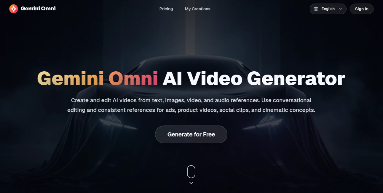 Screenshot of Gemini Omni – An AI tool in the ,AI Image to Video ,AI Video Generator ,AI Video Editor ,AI Advertising Assistant  category, showcasing its interface and key features.
