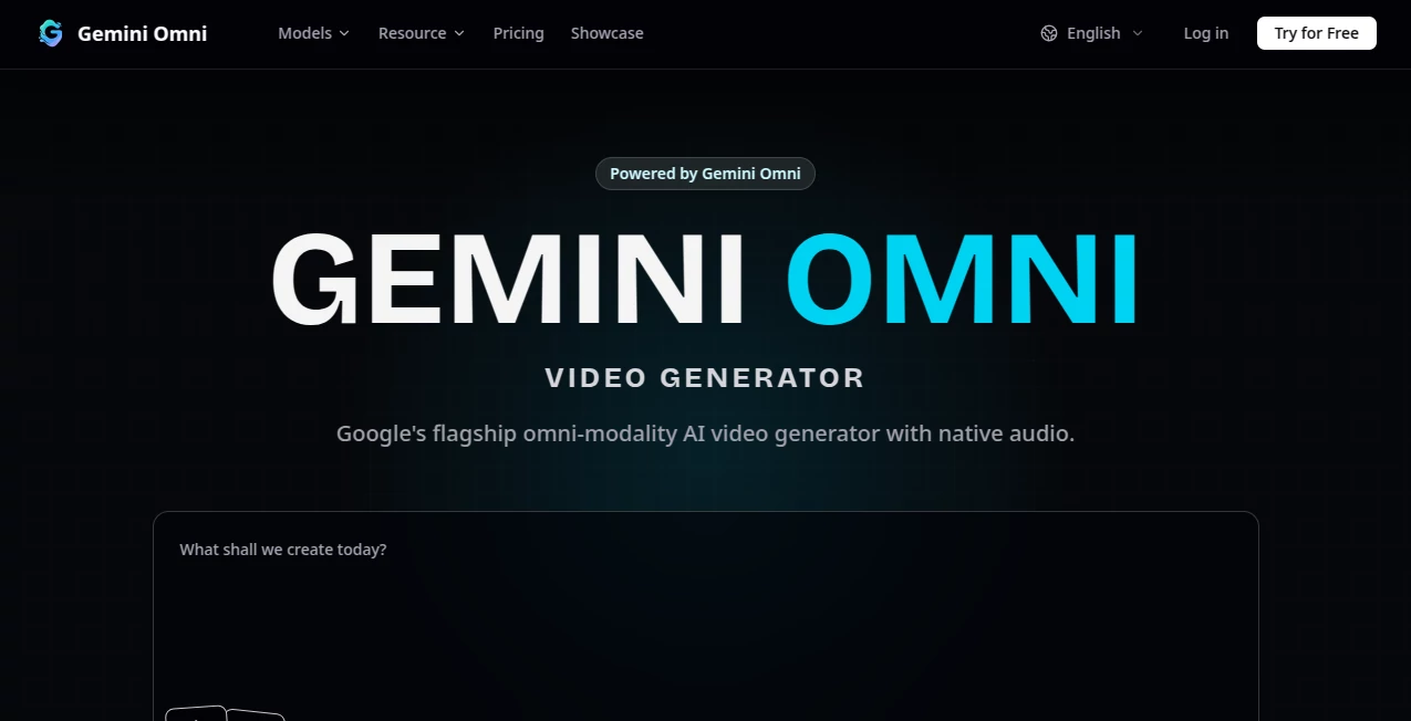 Screenshot of Gemini Omni Video – An AI tool in the ,AI Animated Video ,AI Image to Video ,AI Video Generator ,AI Text to Video  category, showcasing its interface and key features.