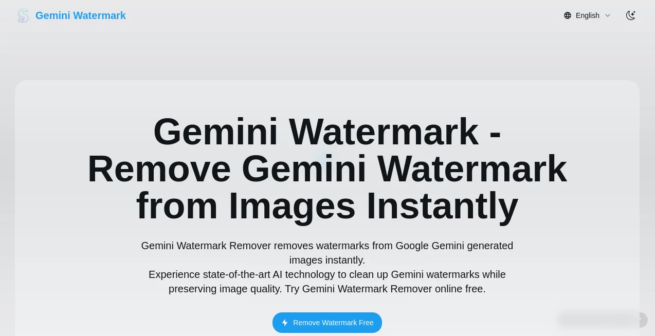 Screenshot of gemini watermark remover – An AI tool in the ,Photo & Image Editor ,AI Photo Enhancer ,AI Background Remover ,AI Image to Image  category, showcasing its interface and key features.