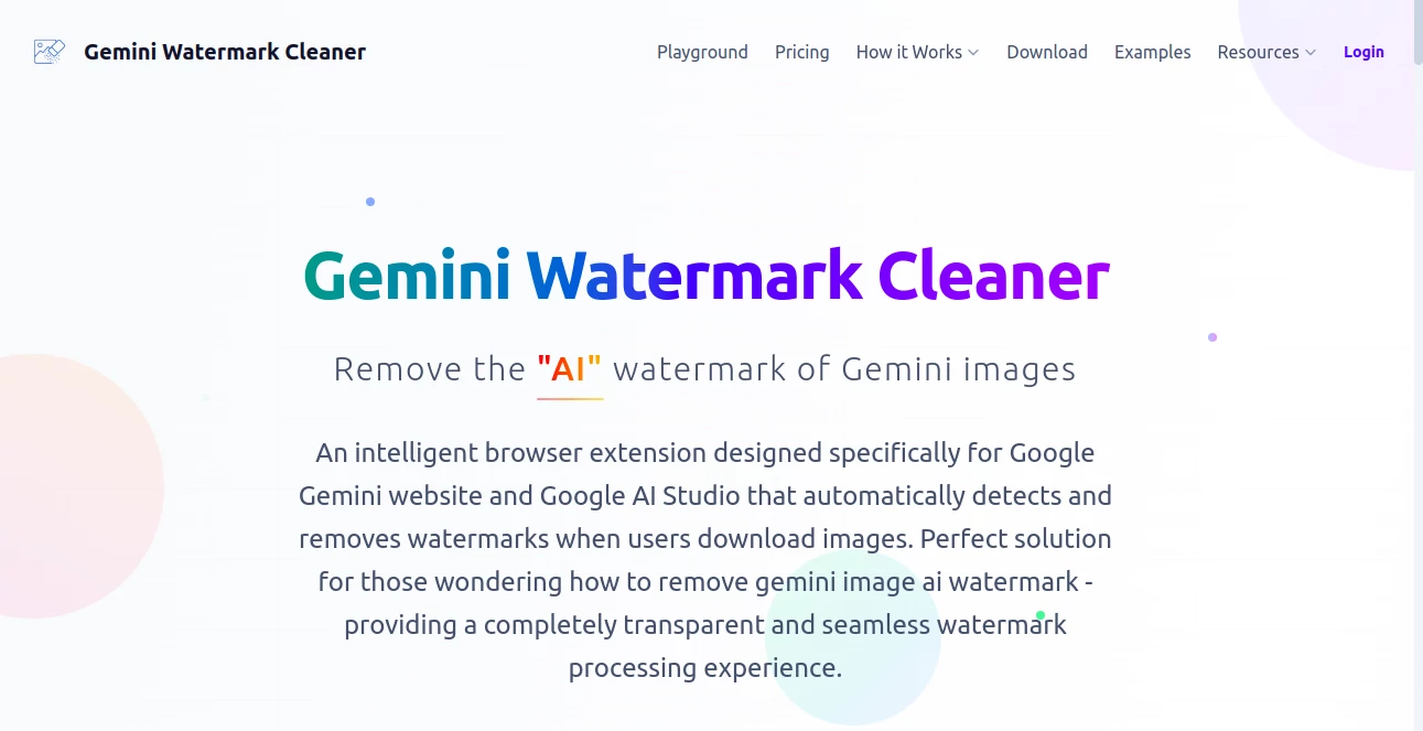 Screenshot of Gemini Watermark Cleaner – An AI tool in the ,AI Background Remover ,Photo & Image Editor ,AI Photo Enhancer ,AI Image to Image  category, showcasing its interface and key features.