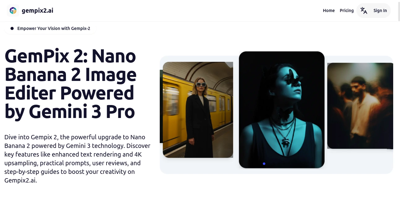 Screenshot of GemPix 2 – An AI tool in the ,AI Photo & Image Generator ,AI Photo Enhancer ,Photo & Image Editor ,AI Art Generator  category, showcasing its interface and key features.