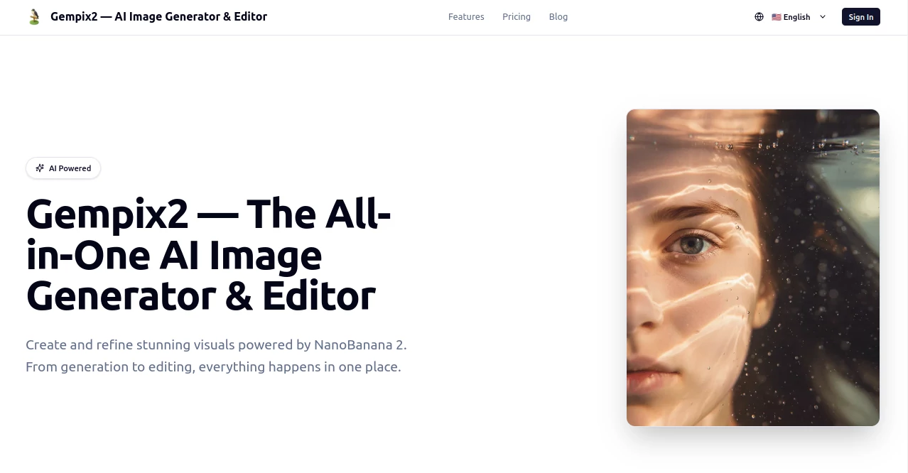 Screenshot of Gempix2 – An AI tool in the ,AI Photo & Image Generator ,Photo & Image Editor ,AI Art Generator ,AI Image to Image  category, showcasing its interface and key features.