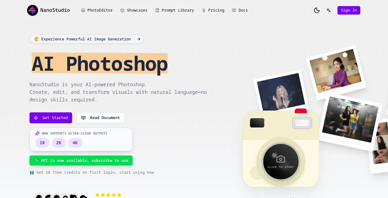 Screenshot of NanoStudio – An AI tool in the ,AI Text to Image ,AI Photo & Image Generator ,Photo & Image Editor ,AI Art Generator  category, showcasing its interface and key features.