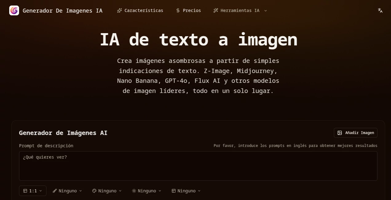Screenshot of Generador De Imagenes IA – An AI tool in the ,AI Text to Image ,AI Photo & Image Generator ,AI Art Generator ,AI Design Generator  category, showcasing its interface and key features.
