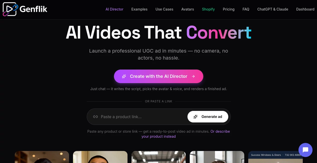 Screenshot of GenFlick – An AI tool in the ,AI Image to Video ,AI Video Editor ,AI Text to Video ,AI Video Generator  category, showcasing its interface and key features.