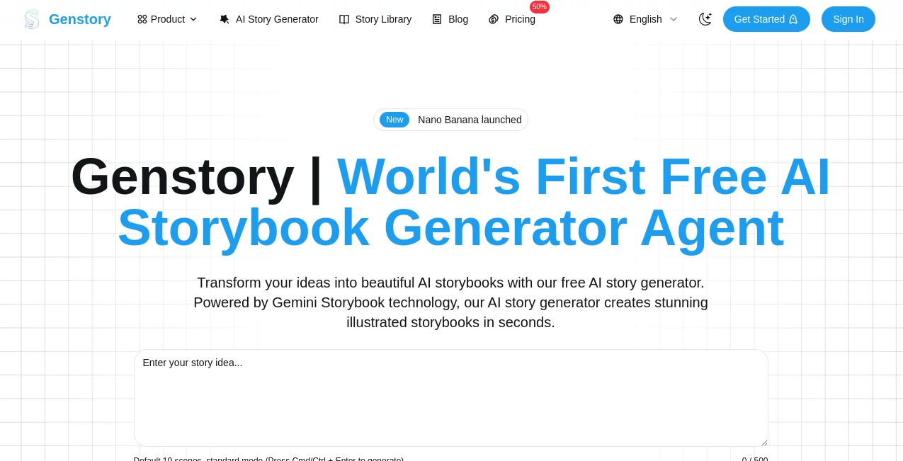 Screenshot of Genstory – An AI tool in the ,AI Story Writing ,AI Creative Writing  category, showcasing its interface and key features.
