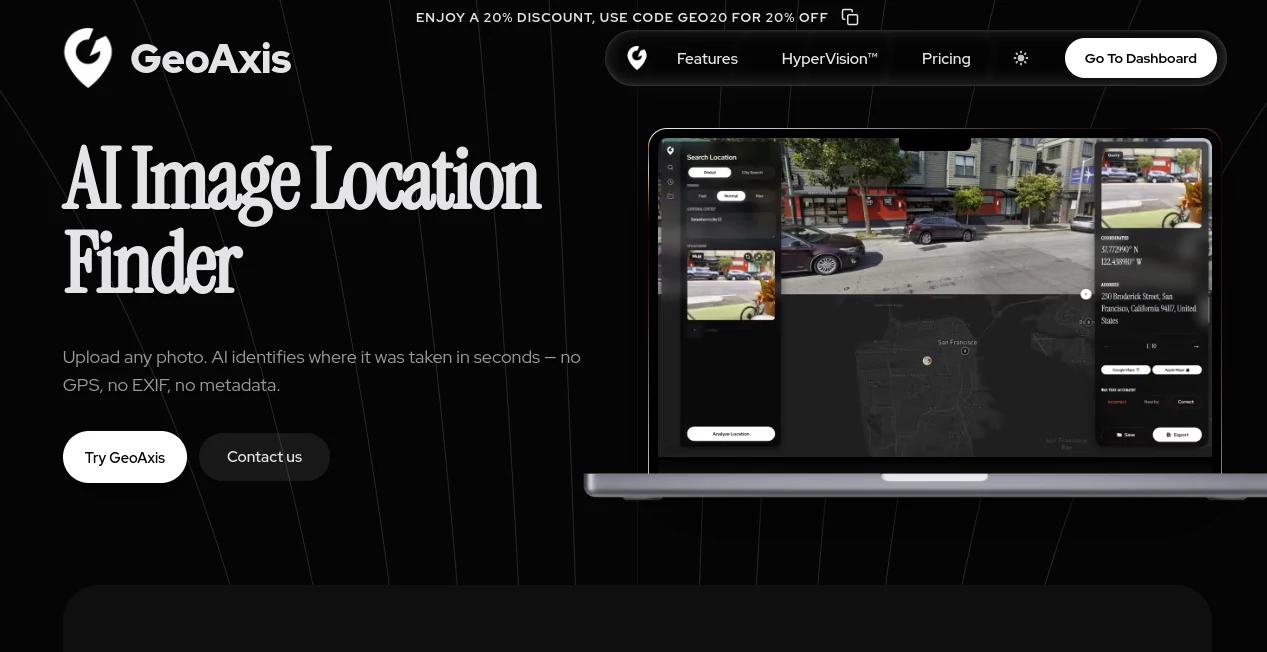 Screenshot of GeoAxis AI – An AI tool in the ,AI Data Mining ,AI Research Tool ,AI Analytics Assistant ,AI Maps Generator  category, showcasing its interface and key features.