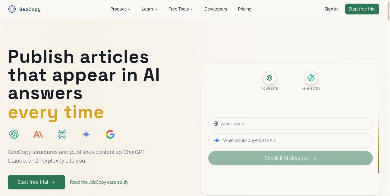 Screenshot of GeoCopy – An AI tool in the ,AI Blog Writer ,AI Content Generator ,AI SEO Assistant ,AI Copywriting  category, showcasing its interface and key features.