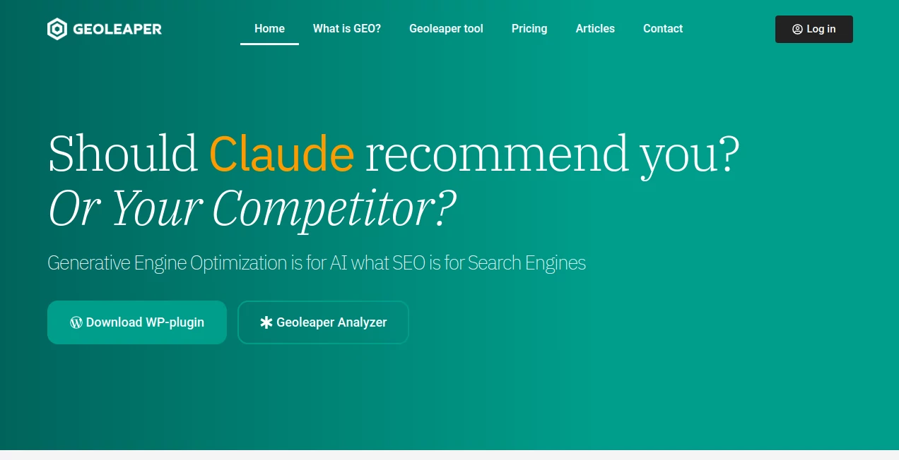 Screenshot of Geoleaper – An AI tool in the ,AI Content Generator ,AI Research Tool ,AI SEO Assistant ,AI Marketing Plan Generator  category, showcasing its interface and key features.