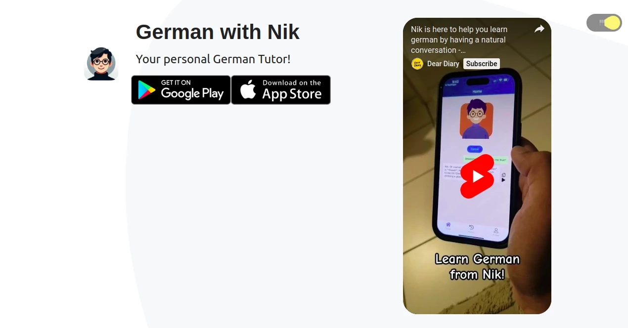 Screenshot of German with Nik – An AI tool in the ,AI Tutorial ,AI Education Assistant ,AI Coaching  category, showcasing its interface and key features.