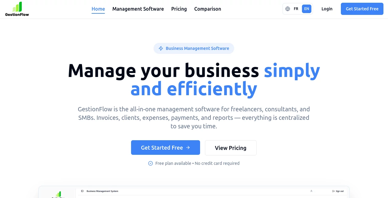 Screenshot of GestionFlow – An AI tool in the ,AI Workflow Management ,AI Project Management ,AI Productivity Tools ,AI Task Management  category, showcasing its interface and key features.